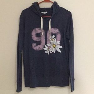 Navy Flower printed Hoodie